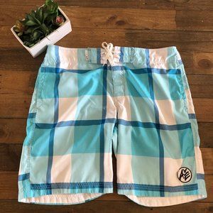 American Eagle Blue Plaid Board Shorts Size XL